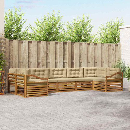 vidaXL Utomhussoffset med kudde 7 pcs Naturlig och Beige