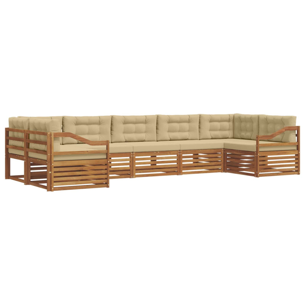 Produktbild för Utomhussoffset med kudde 7 pcs Naturlig och Beige