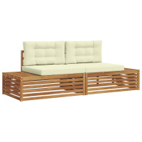 Produktbild för Utomhussoffset med kudde Naturlig och Grädde 203,5 x 83 x 73 cm