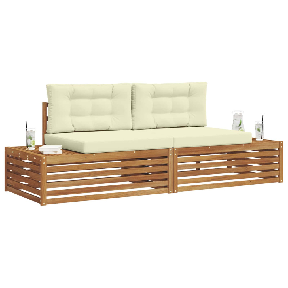 Produktbild för Utomhussoffset med kudde Naturlig och Grädde 203,5 x 83 x 73 cm