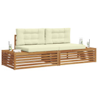 Produktbild för Utomhussoffset med kudde Naturlig och Grädde 203,5 x 83 x 73 cm