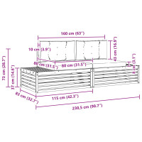 Produktbild för Utomhussoffset med kudde Naturlig och Grädde 203,5 x 83 x 73 cm