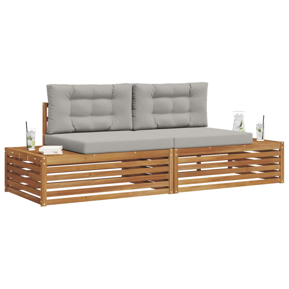 Produktbild för Utomhussoffset Naturlig och Ljus Grå 203,5 x 83 x 73 cm