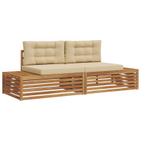 Produktbild för Utomhussoffset med kudde Naturlig och Beige 203,5 x 83 x 73 cm