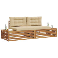 Produktbild för Utomhussoffset med kudde Naturlig och Beige 203,5 x 83 x 73 cm