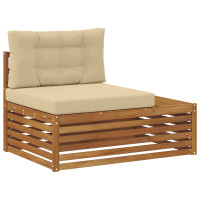 Produktbild för Utomhussoffset med kudde Naturlig och Beige 203,5 x 83 x 73 cm
