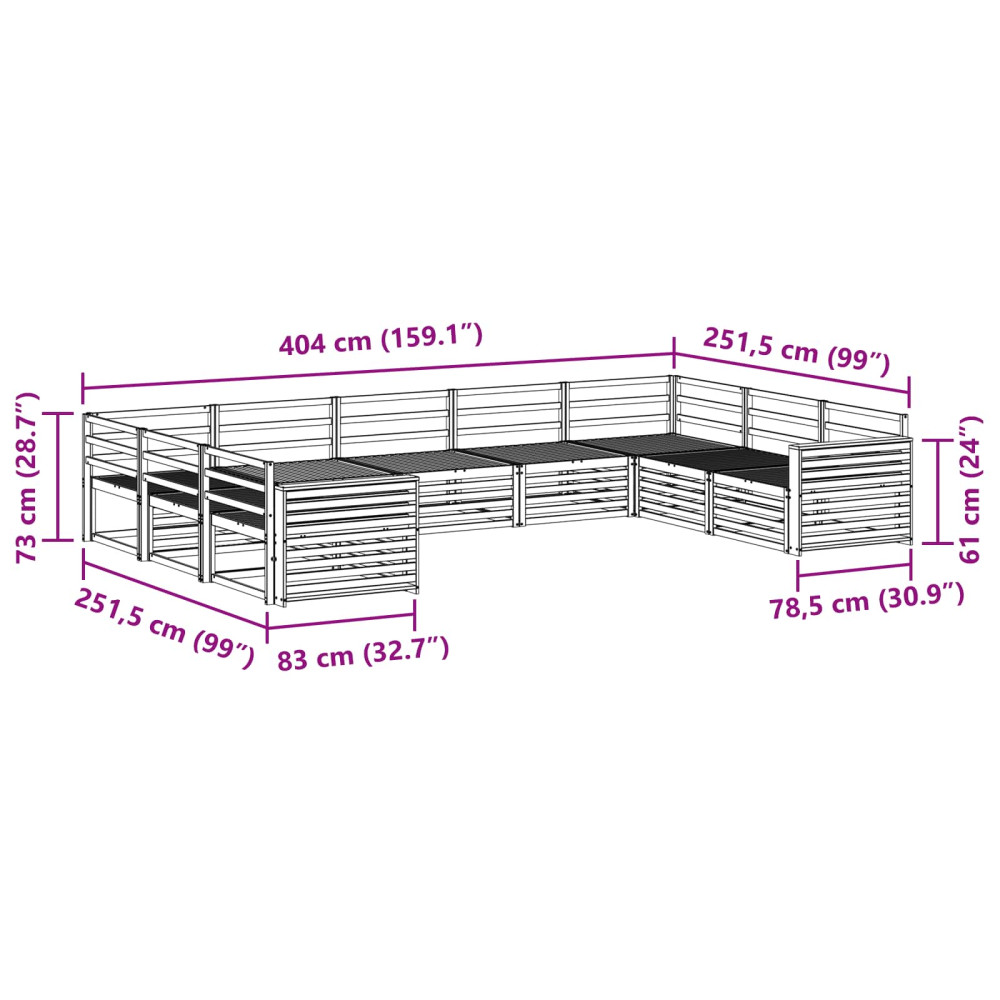 Produktbild för Utomhussoffset 9 pcs Naturfärg Massivt Akaciaträ