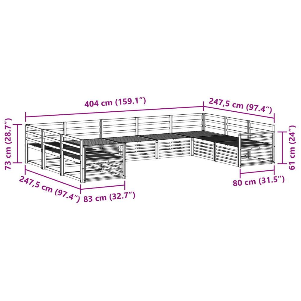 Produktbild för Soffgrupper 9 pcs Naturfärg Massivt Akaciaträ