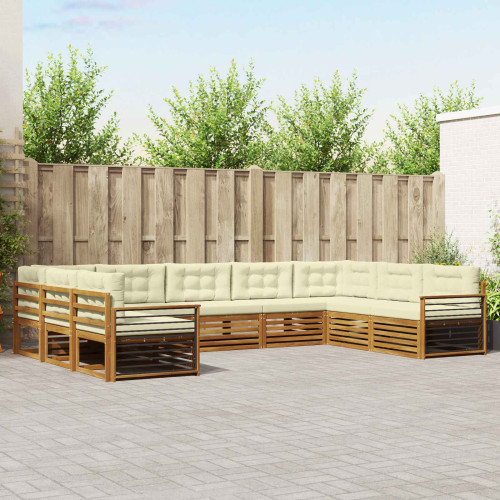 vidaXL Utomhussoffset 9 pcs Naturlig och Grädde Massivt Akaciaträ - Möbelset