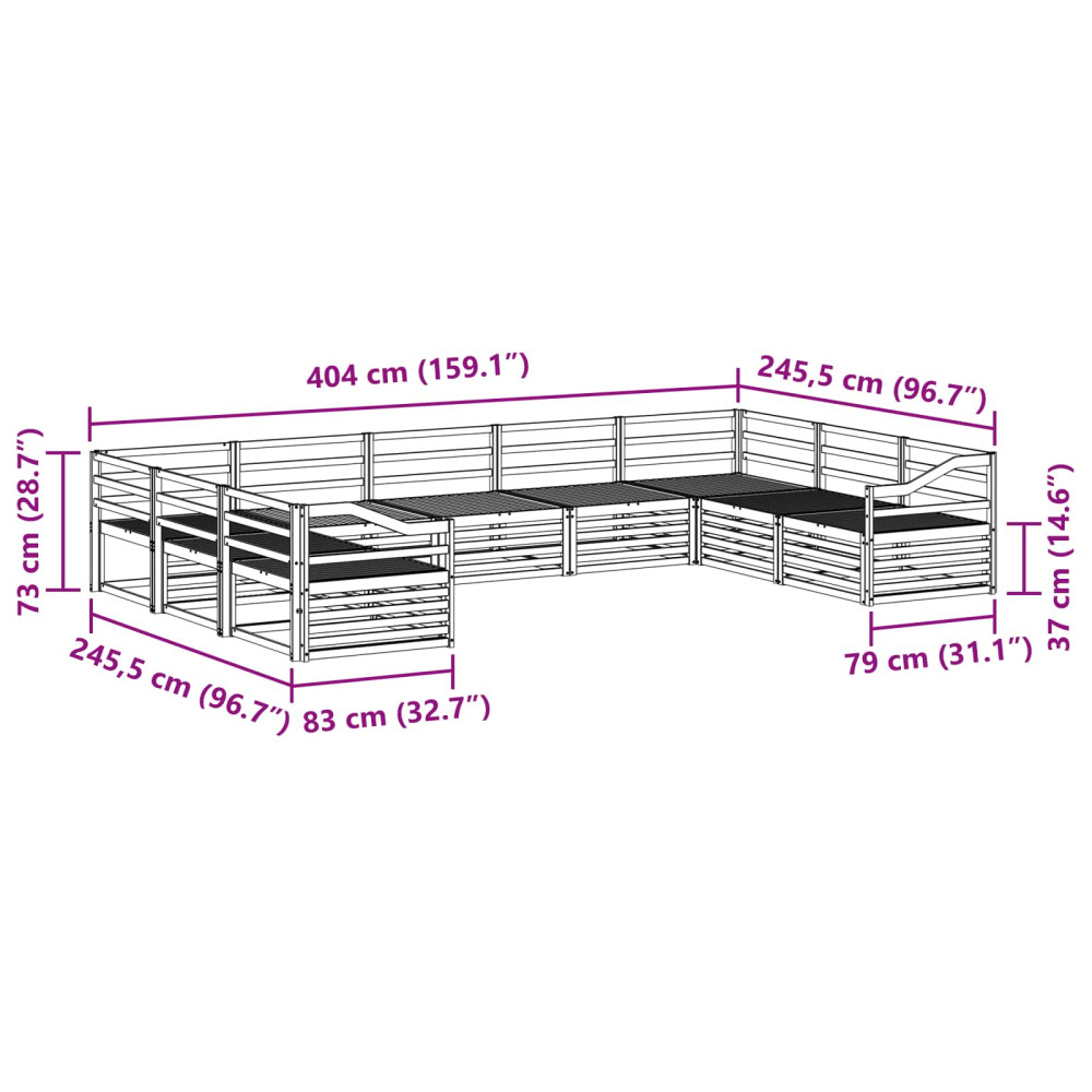 Produktbild för Utomhussoffset 9 pcs Naturfärg Massivt Akaciaträ