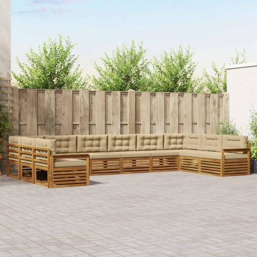 vidaXL Soffgrupper 4 pcs Naturlig och Beige Massivt Akaciaträ