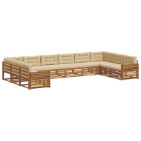 Produktbild för Soffgrupper 7 pcs Naturlig och Beige Massivt Akaciaträ