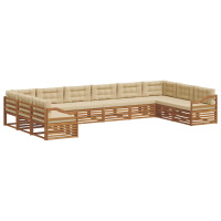 Produktbild för Soffgrupper 10 pcs Naturlig och Beige Massivt Akaciaträ
