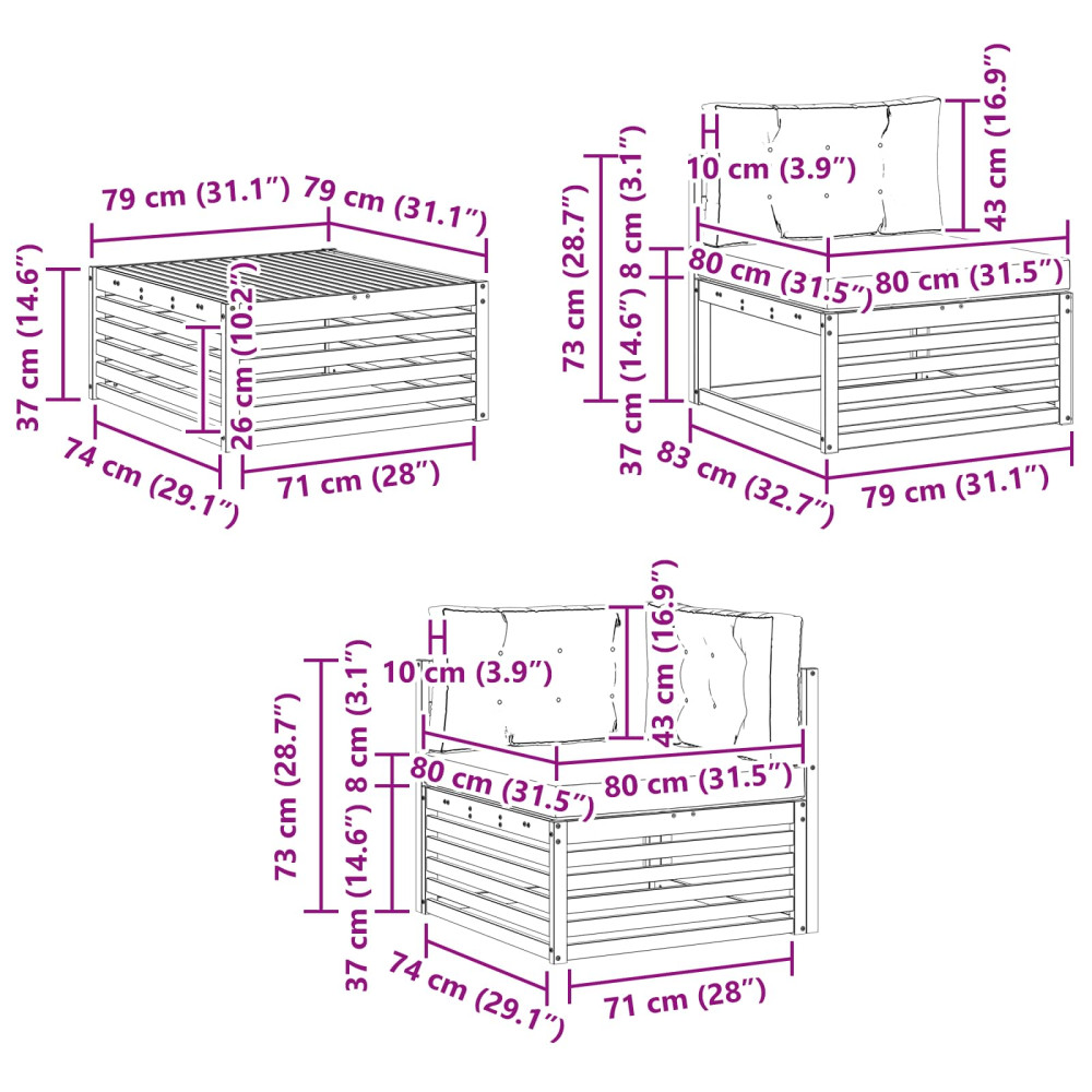Produktbild för Soffgrupper 11 pcs Naturlig och Ljus Grå Massivt Akaciaträ