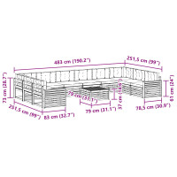 Produktbild för Soffgrupper 11 pcs Naturlig och Ljus Grå Massivt Akaciaträ