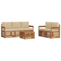 Produktbild för Soffgrupper 6 pcs Naturlig och Beige Massivt Akaciaträ