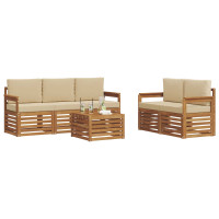 Produktbild för Soffgrupper 6 pcs Naturlig och Beige Massivt Akaciaträ