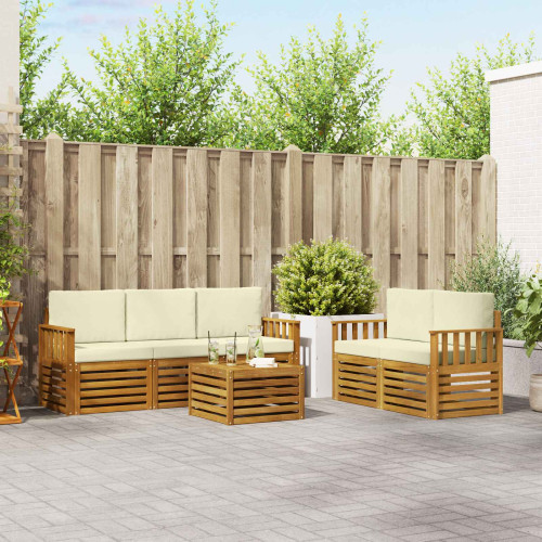 vidaXL Soffgrupper 6 pcs Naturlig och Grädde Massivt Akaciaträ