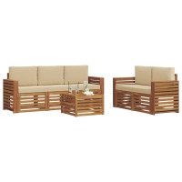 Produktbild för Soffgrupper 6 pcs Naturlig och Beige Massivt Akaciaträ