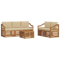Produktbild för Soffgrupper 6 pcs Naturlig och Beige Massivt Akaciaträ