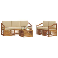 Produktbild för Soffgrupper 6 pcs Naturlig och Beige Massivt Akaciaträ