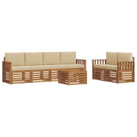 Produktbild för Utomhussoffset 7 pcs Naturlig och Beige Massivt Akaciaträ