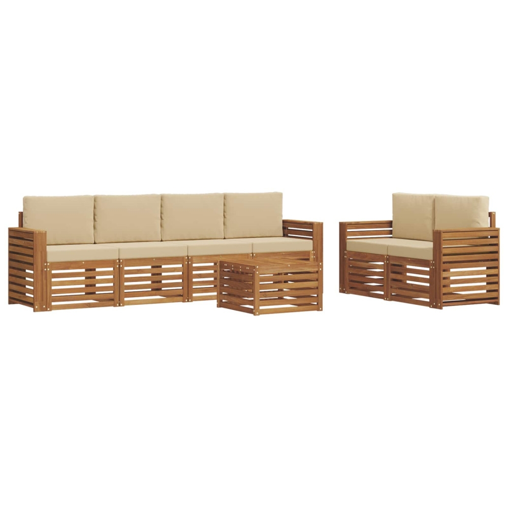 Produktbild för Utomhussoffset 7 pcs Naturlig och Beige Massivt Akaciaträ
