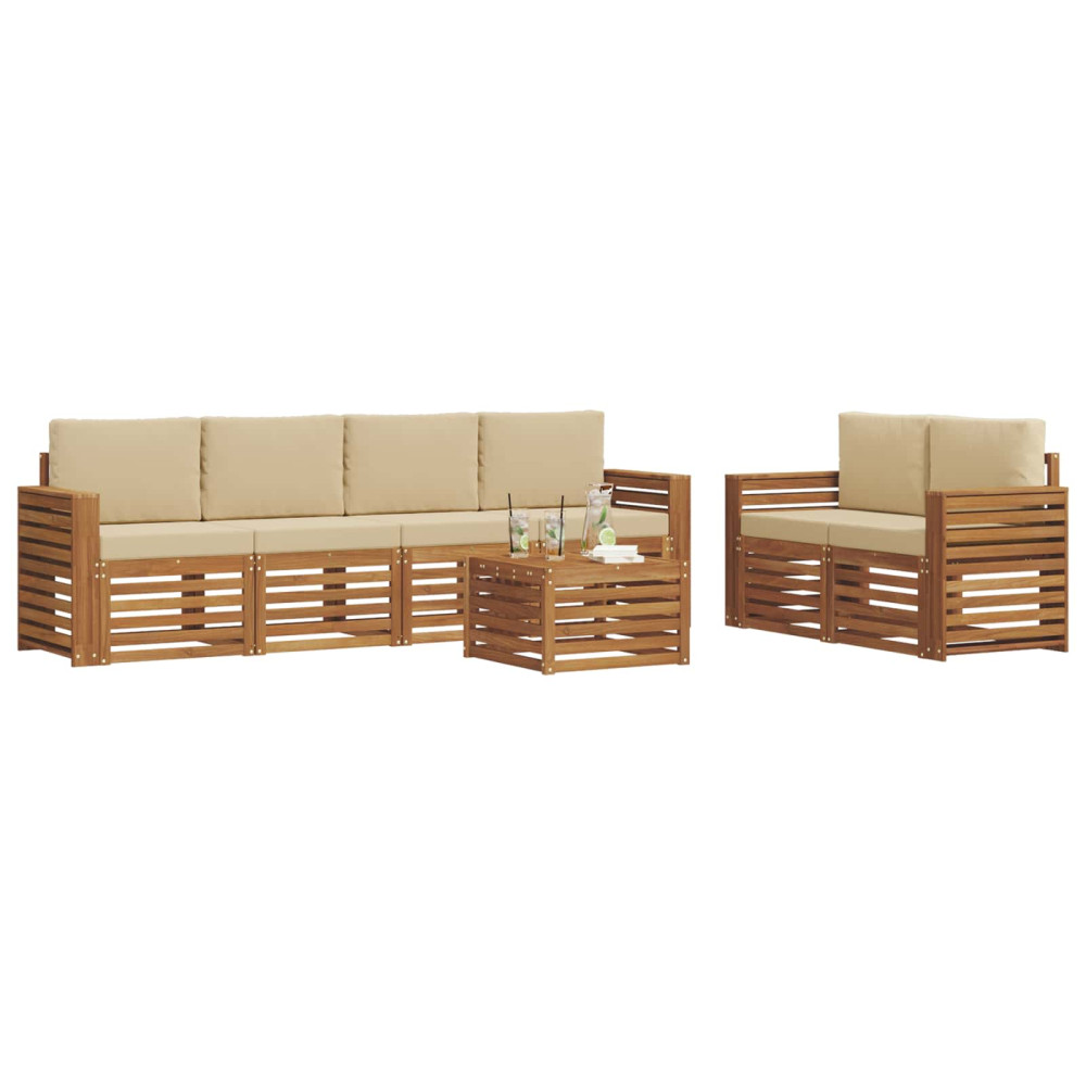 Produktbild för Utomhussoffset 7 pcs Naturlig och Beige Massivt Akaciaträ