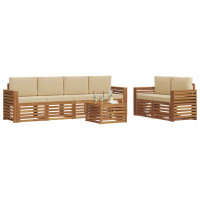 Produktbild för Utomhussoffset 7 pcs Naturlig och Beige Massivt Akaciaträ
