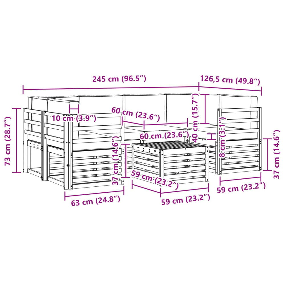 Produktbild för Utomhussoffset 7 pcs Naturlig och Antracit Massivt Akaciaträ