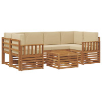 Produktbild för Utomhussoffset 7 pcs Naturlig och Beige Massivt Akaciaträ
