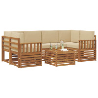 Produktbild för Utomhussoffset 7 pcs Naturlig och Beige Massivt Akaciaträ