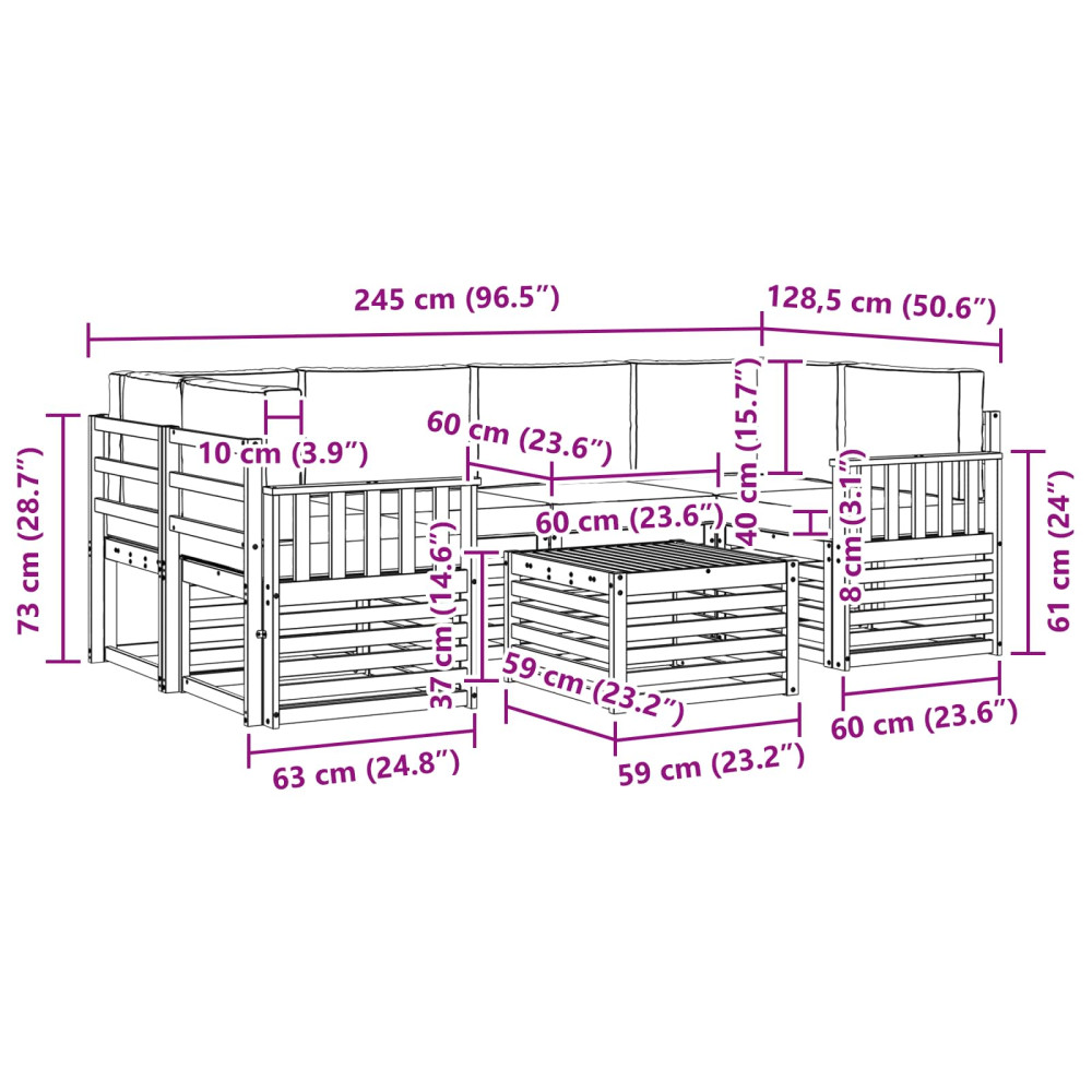 Produktbild för Utomhussoffset 7 pcs Naturlig och Beige Massivt Akaciaträ