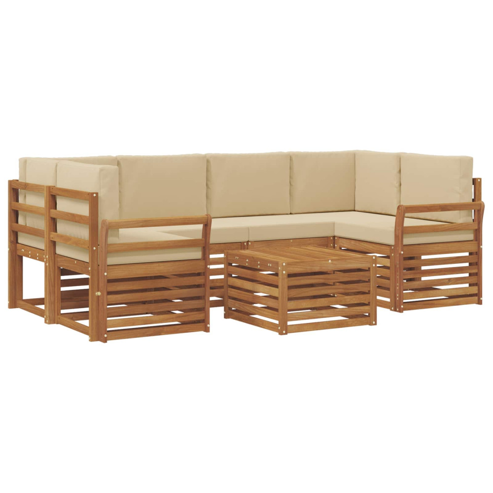 Produktbild för Utomhussoffset 7 pcs Naturlig och Beige Massivt Akaciaträ