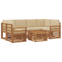 Produktbild för Utomhussoffset 7 pcs Naturlig och Beige Massivt Akaciaträ