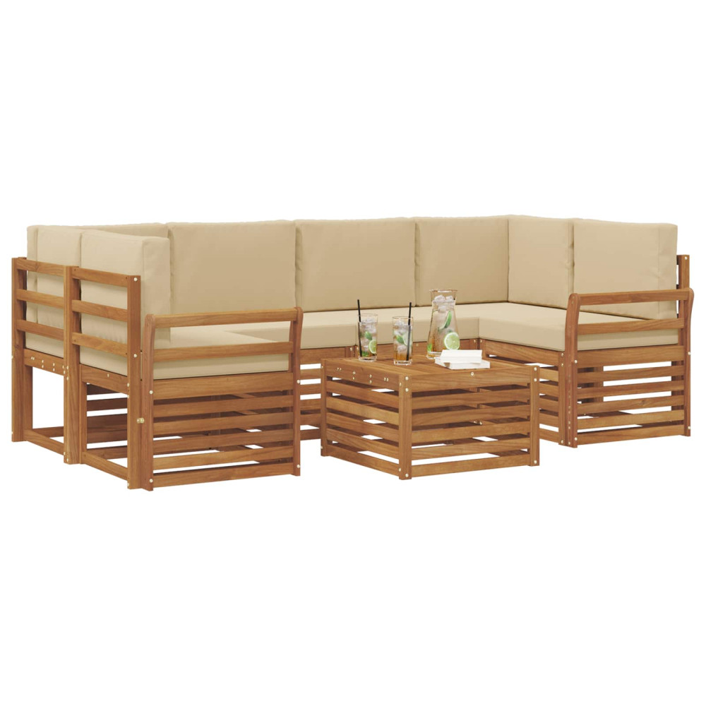 Produktbild för Utomhussoffset 7 pcs Naturlig och Beige Massivt Akaciaträ