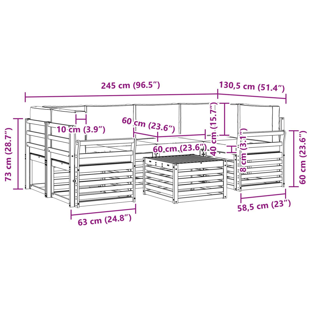 Produktbild för Utomhussoffset 7 pcs Naturlig och Beige Massivt Akaciaträ