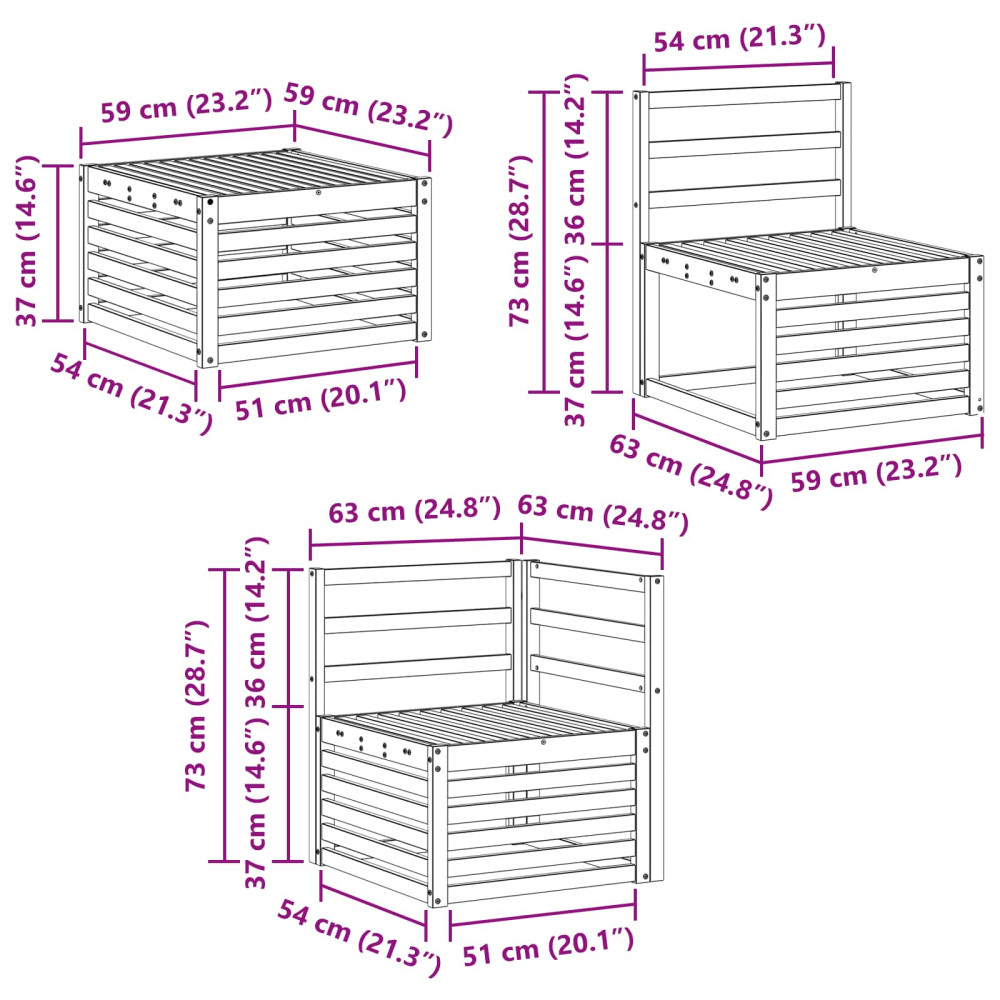 Produktbild för Utomhussoffset 7 pcs Naturfärg Massivt Akaciaträ