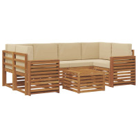 Produktbild för Utomhussoffset 7 pcs Naturlig och Beige Massivt Akaciaträ