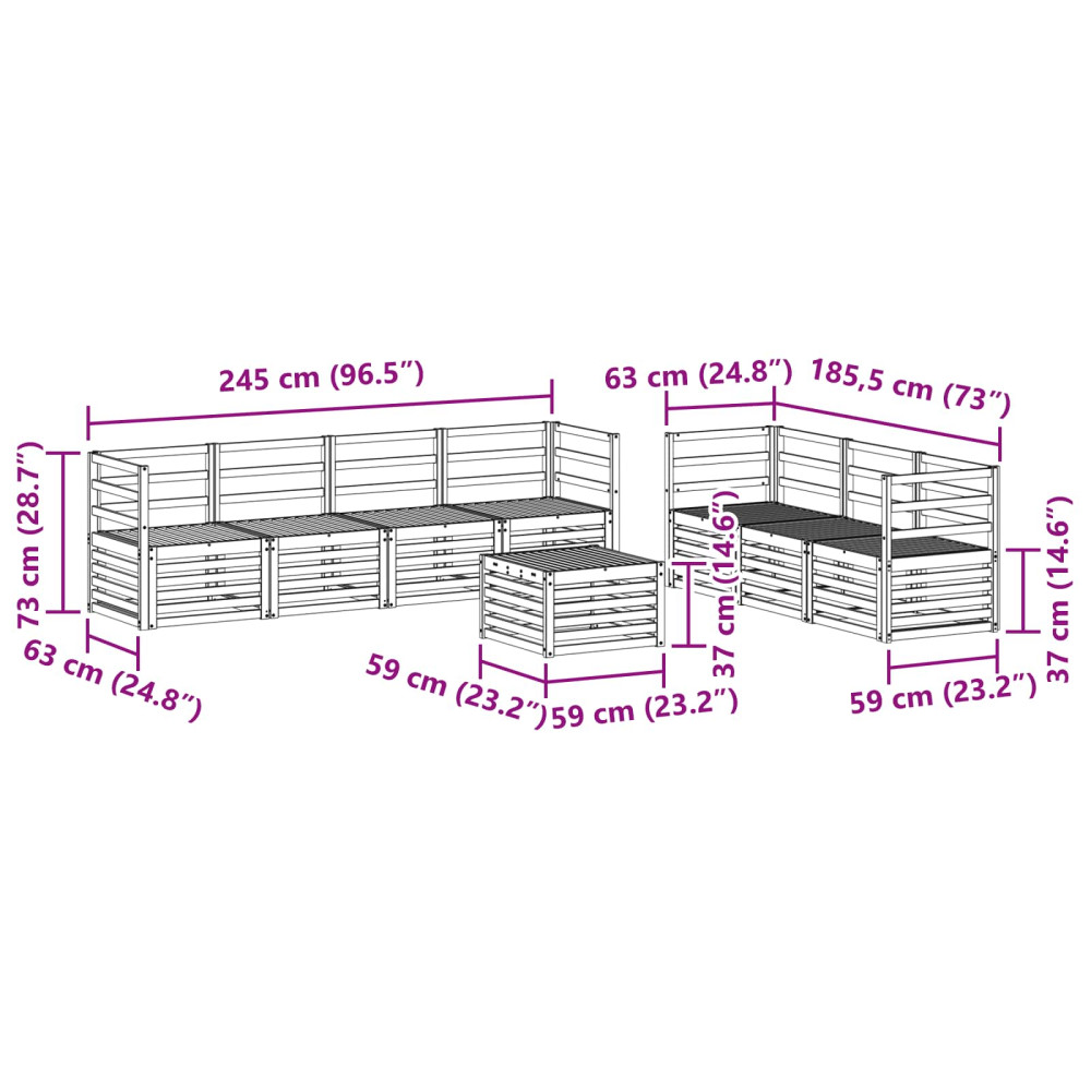 Produktbild för Soffgrupper 8 pcs Naturfärg Massivt Akaciaträ