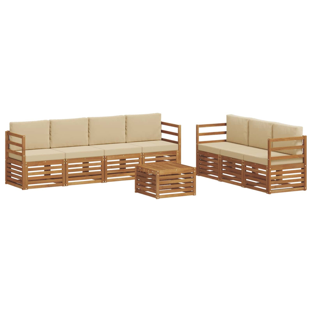 Produktbild för Soffgrupper 8 pcs Naturlig och Beige Massivt Akaciaträ
