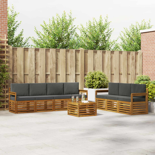 vidaXL Soffgrupper 8 pcs Naturlig och Antracit Massivt Akaciaträ