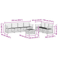 Produktbild för Soffgrupper 8 pcs Naturfärg Massivt Akaciaträ