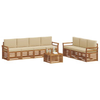 Produktbild för Soffgrupper 8 pcs Naturlig och Beige Massivt Akaciaträ