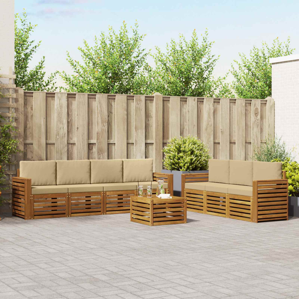 Produktbild för Soffgrupper 8 pcs Naturlig och Beige Massivt Akaciaträ