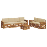 Produktbild för Soffgrupper 8 pcs Naturlig och Beige Massivt Akaciaträ