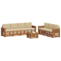 Produktbild för Soffgrupper 8 pcs Naturlig och Beige Massivt Akaciaträ