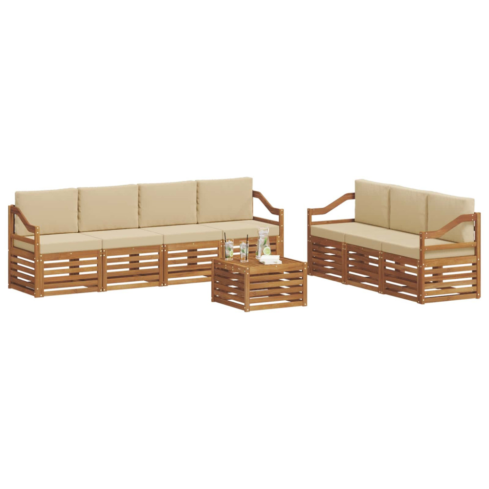 Produktbild för Soffgrupper 8 pcs Naturlig och Beige Massivt Akaciaträ