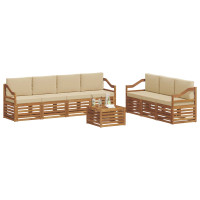 Produktbild för Soffgrupper 8 pcs Naturlig och Beige Massivt Akaciaträ