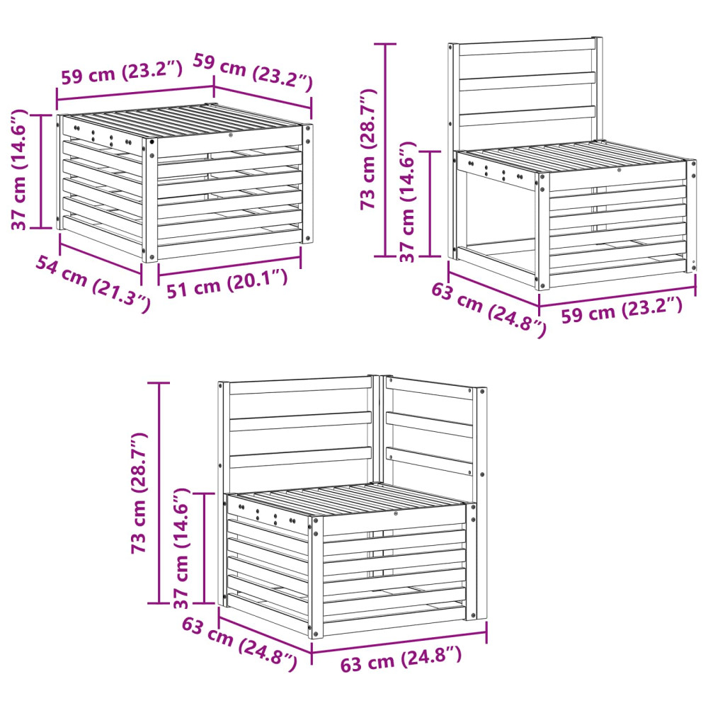 Produktbild för Soffgrupper 8 pcs Naturfärg Massivt Akaciaträ